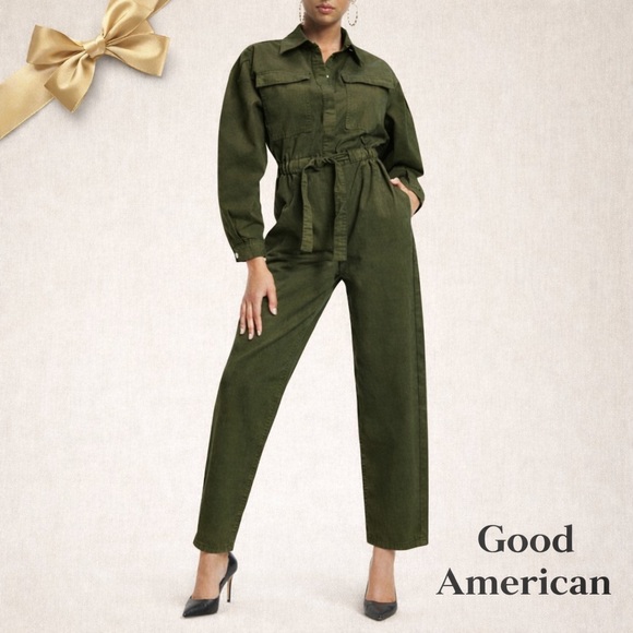 Good American Pants - Good American Utility Jumpsuit Dark Olive Green Size S/GA 1